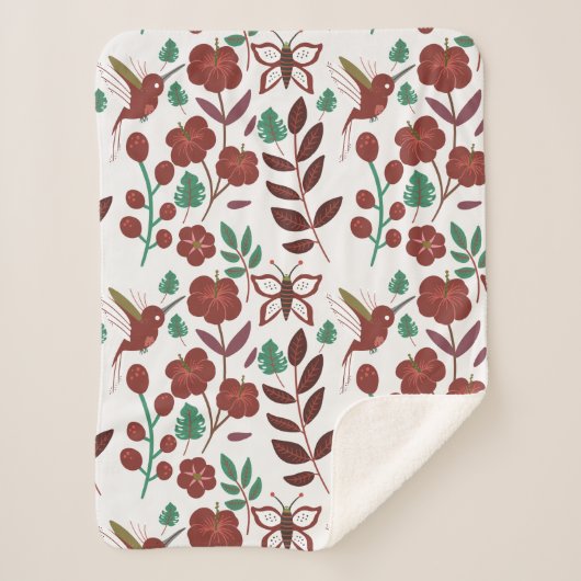 フローラのシームレスな模様 シェルパブランケット (正面)