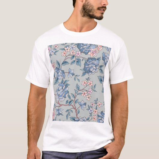 フローラのシームレスな観賞用の庭園の背景 Tシャツ (正面)