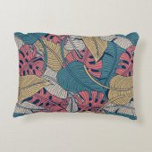 フローラのシームレス葉なパターン熱帯の背 アクセントクッション (裏面)