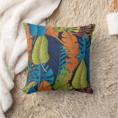 フローラのシームレス葉なパターン熱帯の背 クッション (ブランケット)