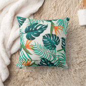 フローラのシームレス葉なパターン熱帯の背 クッション (ブランケット)