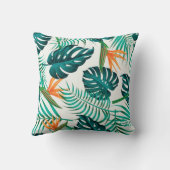 フローラのシームレス葉なパターン熱帯の背 クッション (裏面)