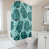 フローラのシームレス葉なパターン熱帯の背 シャワーカーテン (インサイチュ)