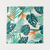 フローラのシームレス葉なパターン熱帯の背 タペストリー (正面(横))