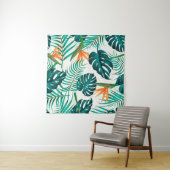 フローラのシームレス葉なパターン熱帯の背 タペストリー (インサイチュ(横))