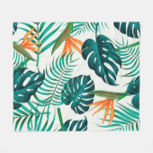 フローラのシームレス葉なパターン熱帯の背 フリースブランケット (正面(横))