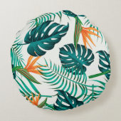 フローラのシームレス葉なパターン熱帯の背 ラウンドクッション (裏面)