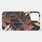 フローラのシームレ葉スなパターンで暗い背面に Case-Mate iPhoneケース (裏面 (横))