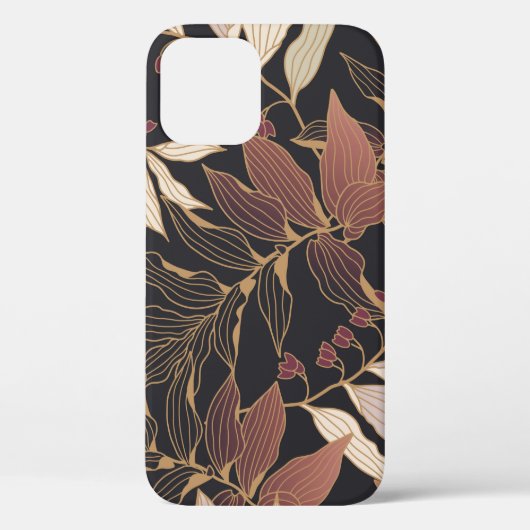 フローラのシームレ葉スなパターンで暗い背面に Case-Mate iPhoneケース (裏面)