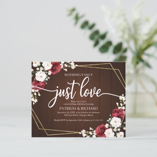 フローラのジオメトリック予算結婚式招待状 (スタンド正面)