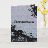 フローラのスクロールとテクスチャおめでとう カード (黄色い花)