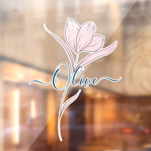 フローラのスケッチ水の色パーソナライズされた ウィンドウサイン (シート2)