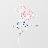 フローラのスケッチ水の色パーソナライズされた ウィンドウサイン (シート)