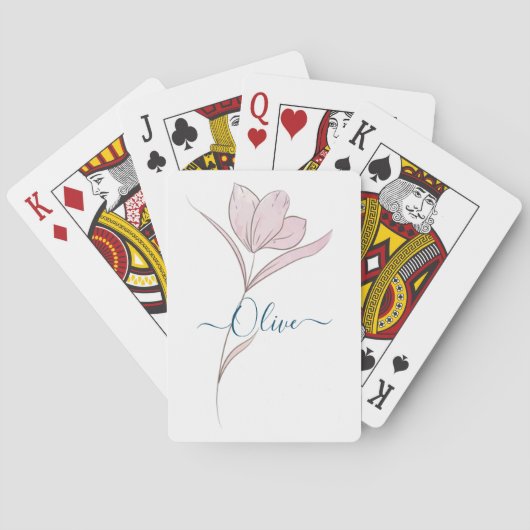 フローラのスケッチ水の色パーソナライズされた トランプ (裏面)