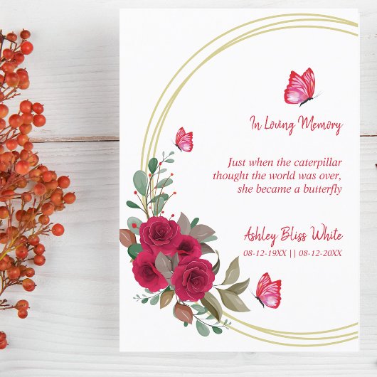 フローラのチョウ親愛の葬儀 招待状