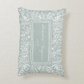 フローラのティール（緑がかった色）縁ど結婚パーソナライズされたの庭 アクセントクッション (裏面(縦))