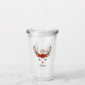 フローラのトナカイパーソナライズされたア名 アクリルタンブラー (裏面)
