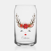 フローラのトナカイパーソナライズされたア名 ガラス缶 (正面)