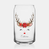 フローラのトナカイパーソナライズされたア名 ガラス缶 (裏面)
