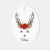 フローラのトナカイパーソナライズされたア名 メタルオーナメント (正面左)