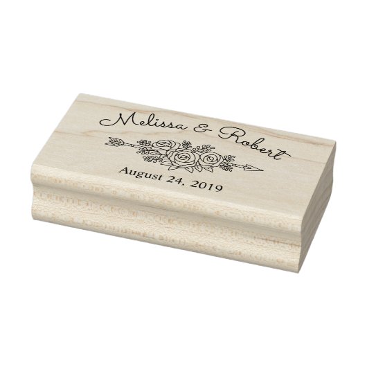 フローラのトライバル矢印バラ日付結婚の保存 ラバースタンプ (スタンプ)