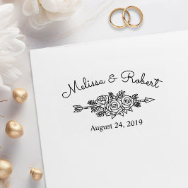 フローラのトライバル矢印バラ日付結婚の保存 ラバースタンプ