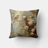 フローラのバラ滝の鳥を投げる クッション (裏面)