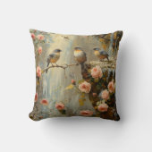フローラのバラ滝の鳥を投げる クッション (正面)