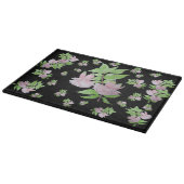 フローラのピンクの花のかわいらし束の写真 カッティングボード (角)