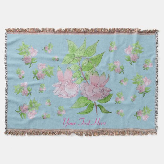フローラのピンクの花のかわいらし束の写真 スローブランケット (正面)