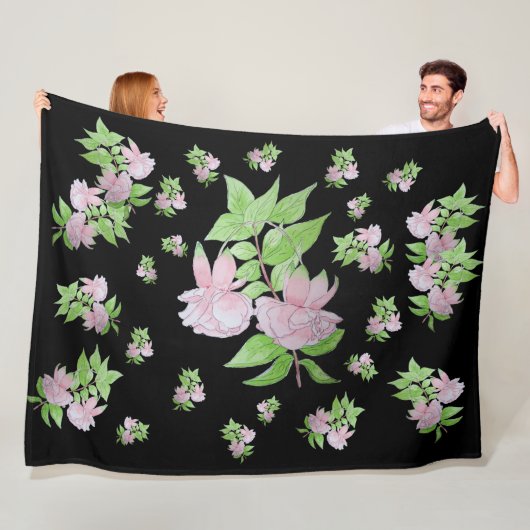 フローラのピンクの花のかわいらし束の写真 フリースブランケット (インサイチュ)