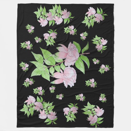 フローラのピンクの花のかわいらし束の写真 フリースブランケット (正面)