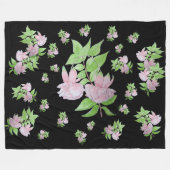 フローラのピンクの花のかわいらし束の写真 フリースブランケット (正面(横))