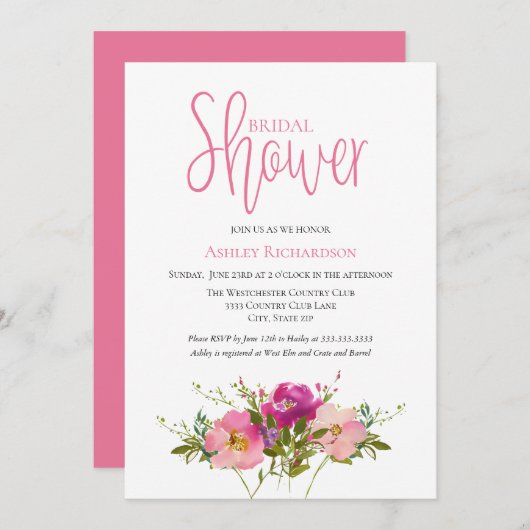 フローラのブライダルシャワー招待 招待状 (正面/裏面)