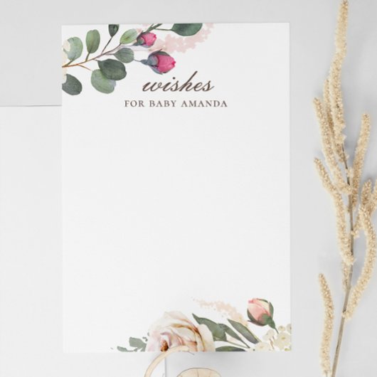 フローラのベビー願い。水彩バラアドバイス エンクロージャーカード