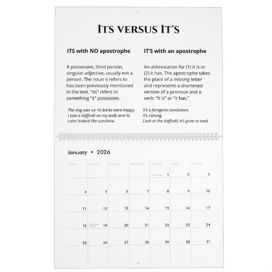 フローラのボスとライターのスペル規則 カレンダー (1月 2026)