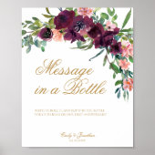 フローラのボトルサインの結婚ゲストブック ポスター (正面)