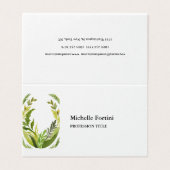 フローラのモダン緑のエレガント質素なミニマル 名刺 (外部フラット)