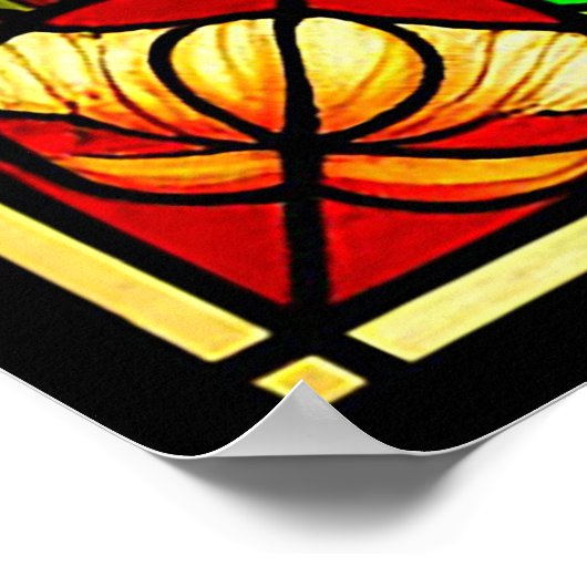 フローラのモチーフと鮮やか花 ポスター (角)