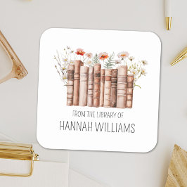 フローラのライブラリからスタックブックを蔵書票 スクエアシール