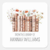 フローラのライブラリからスタックブックを蔵書票 スクエアシール (正面)