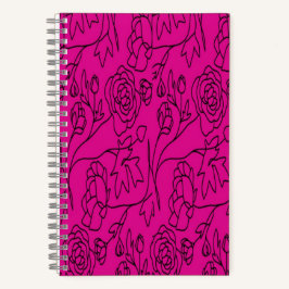 フローラのラインアートをピンクの背景に ノートブック