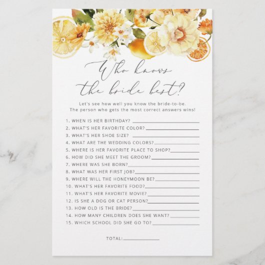 フローラのレモン誰が花嫁のゲームを知っ最高のている (正面)