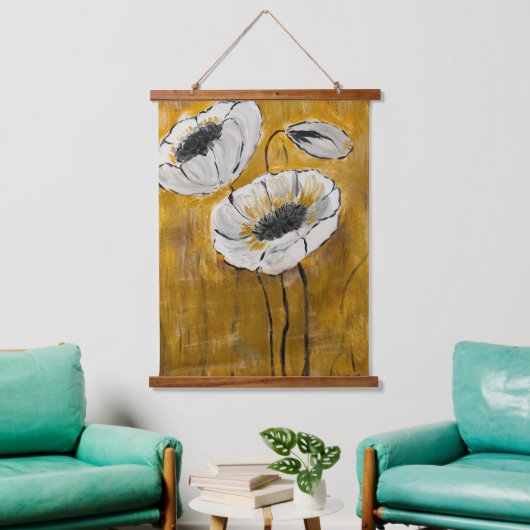 フローラの上に木の壁のタペストリー 吊り下げ型タペストリー (リビング)