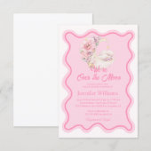フローラの上の月のピンクの波打つアーチベイビーシャワー 招待状 (正面/裏面)