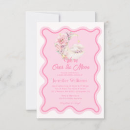 フローラの上の月のピンクの波打つアーチベイビーシャワー 招待状