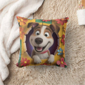 フローラの中の陽気な犬鮮やか連 クッション (ブランケット)