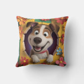 フローラの中の陽気な犬鮮やか連 クッション (裏面)