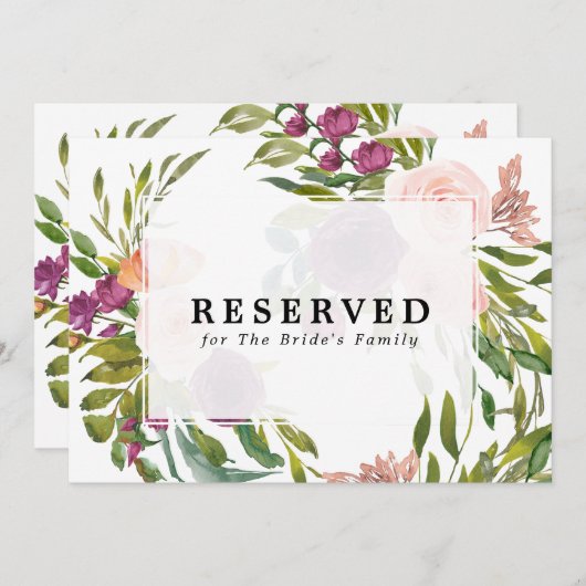 フローラの予約されたサインなど編集可能文字 招待状 (正面/裏面)