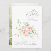 フローラの写真婚約した婚約パーティ 招待状 (正面/裏面)